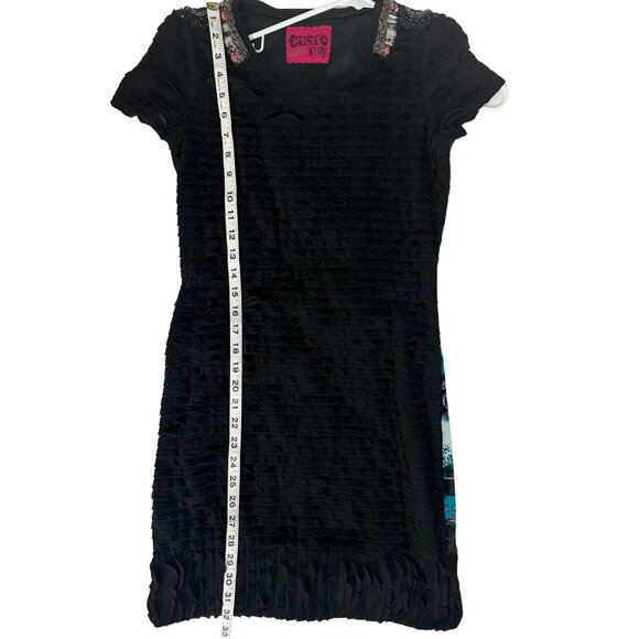 CUSTO Barcelona Black and Blue Ruffled Mini Dress Size: XS - Picture 12 of 13